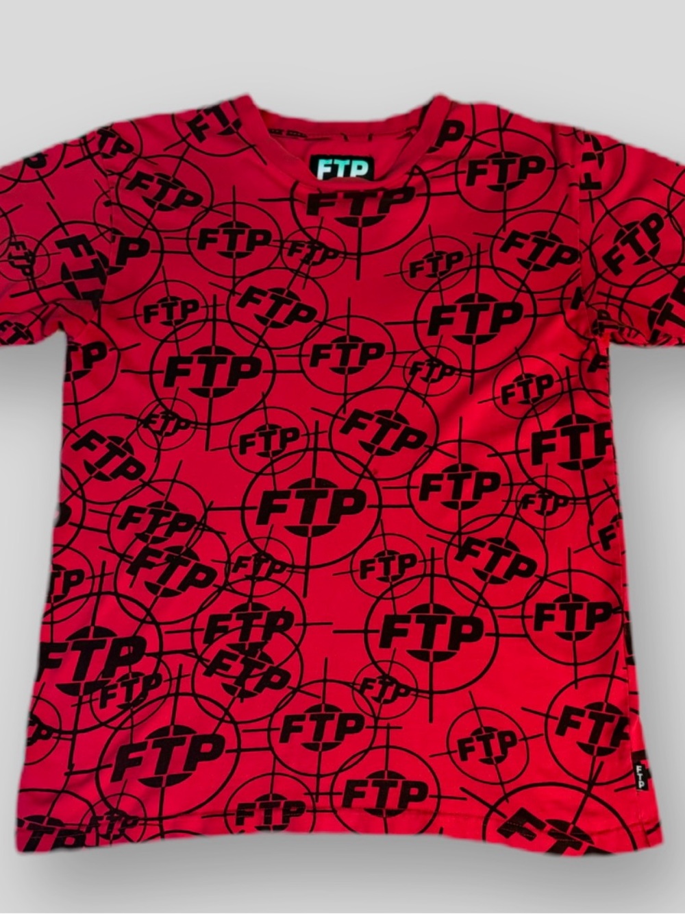 FTP FuckThePopulation Red Printed Crosshair Logo All Over Crewneck T-Shirt